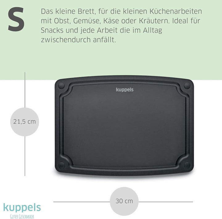Kuppels NERO Holzfaser Schneidebrett Set 3-teilig, Küchenbretter ohne Plastik mit Saftrille und Sili