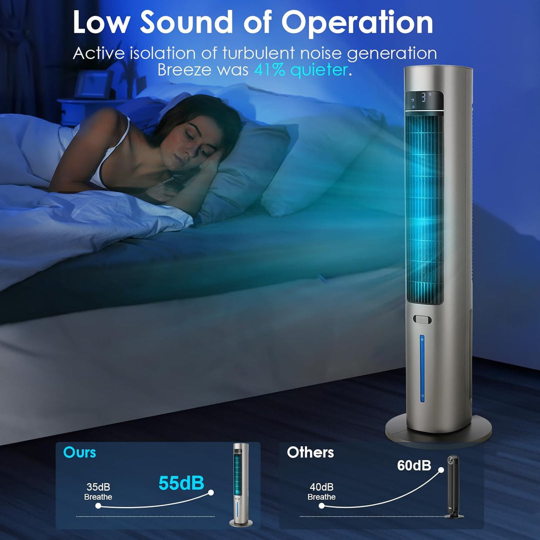 LIFERUN Turmventilator mit Aromadiffuser Fernbedienung 3-Stufen-Klimaanlage mit Wasserkühlung, 50° O