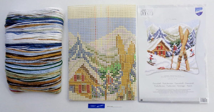 Vervaco Kreuzstichkissen/Stickkissen vorgedruckt, Snow Fun, 40 x 40cm