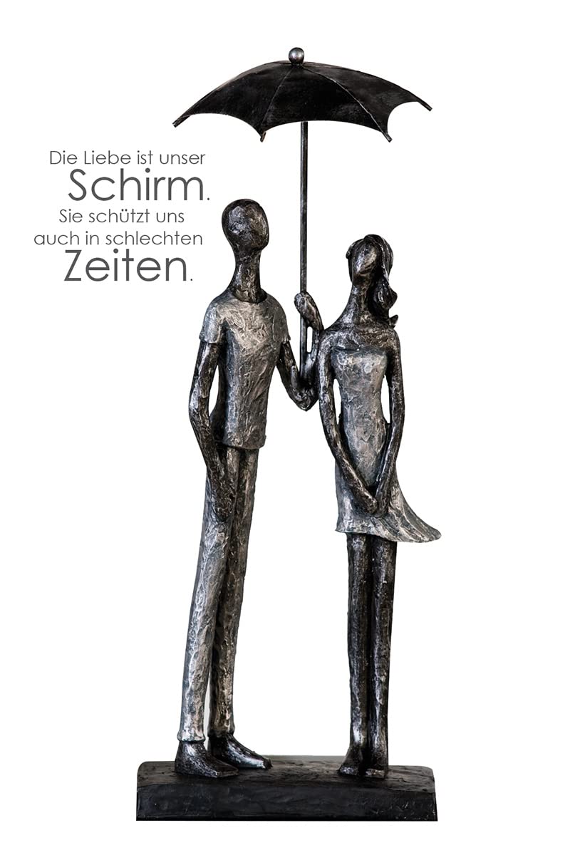 Casablanca - Skulptur Figur Umbrella aus Poly - silberfarben antikfinish mit schwarzer Basis mit Zer