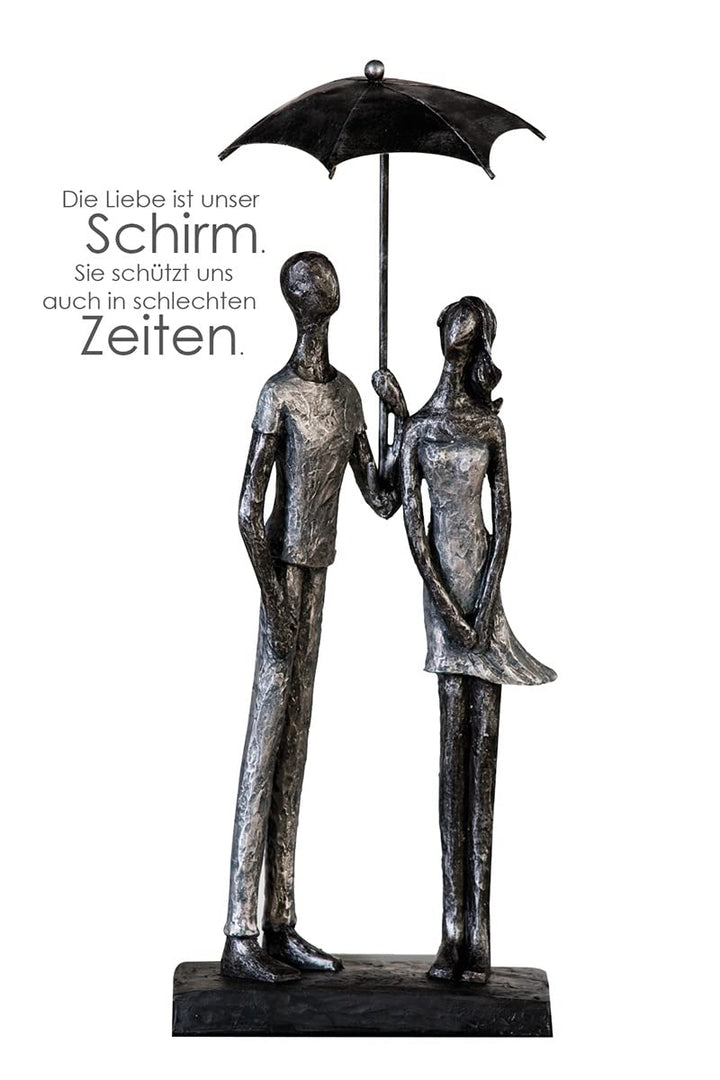 Casablanca - Skulptur Figur Umbrella aus Poly - silberfarben antikfinish mit schwarzer Basis mit Zer