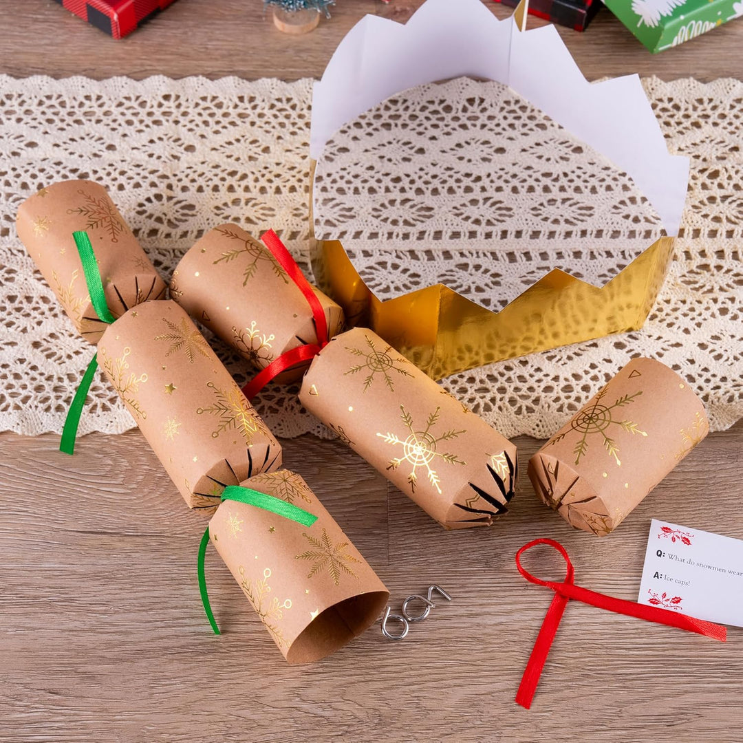 JOYIN 12er-Pack Weihnachts-Partygeschenke ohne Druckknopf Party-Tischgeschenk aus Kraftpapier mit Sc