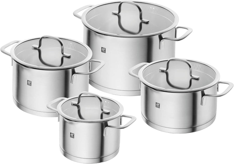 ZWILLING TrueFlow Kochtopfset, 4-teilig, Mit Ausgiessfunktion, Induktionsgeeignet, Edelstahl, Silber