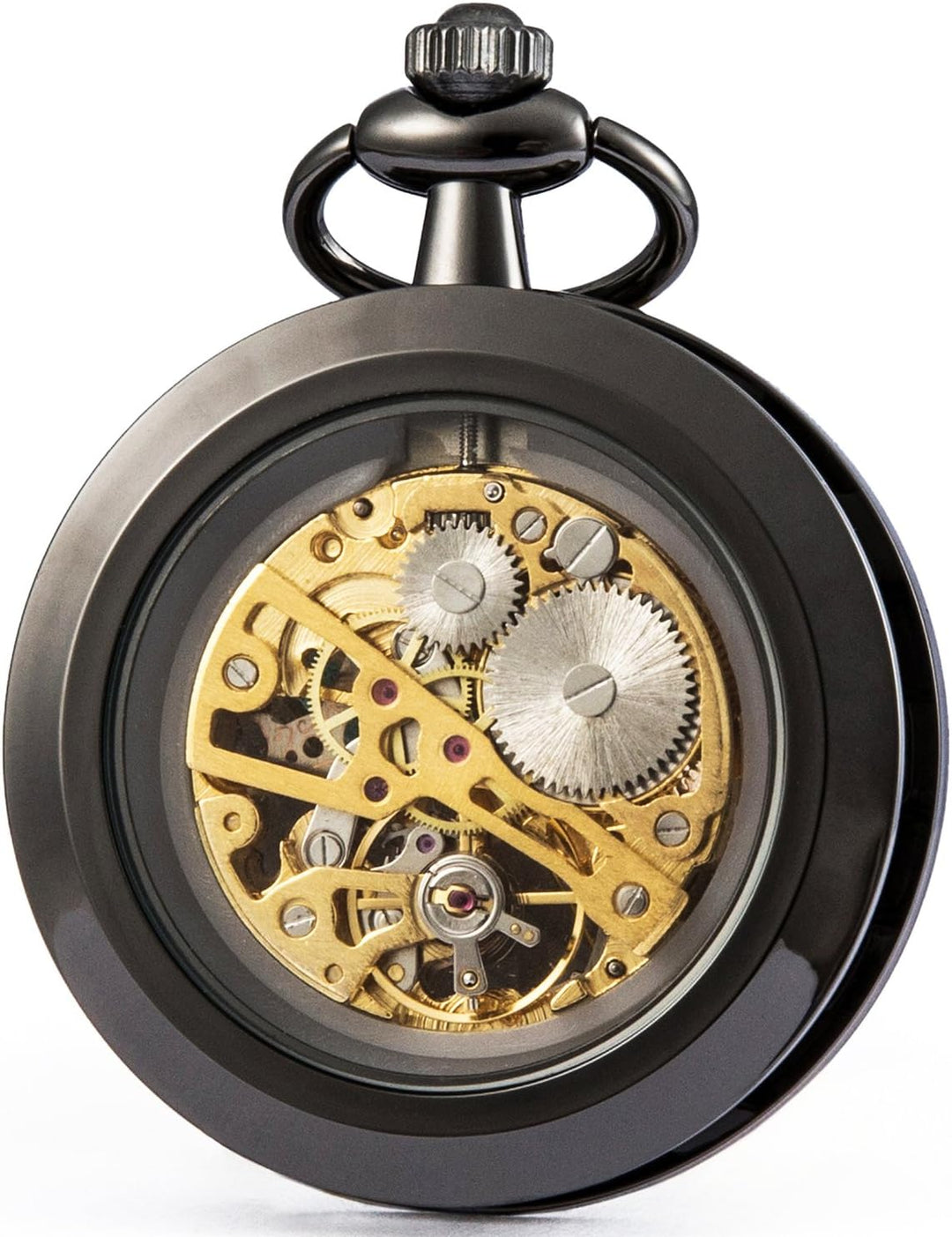 SEWOR Single Face Mechanische Handaufzugwerk Taschenuhr Schwarz, Schwarz