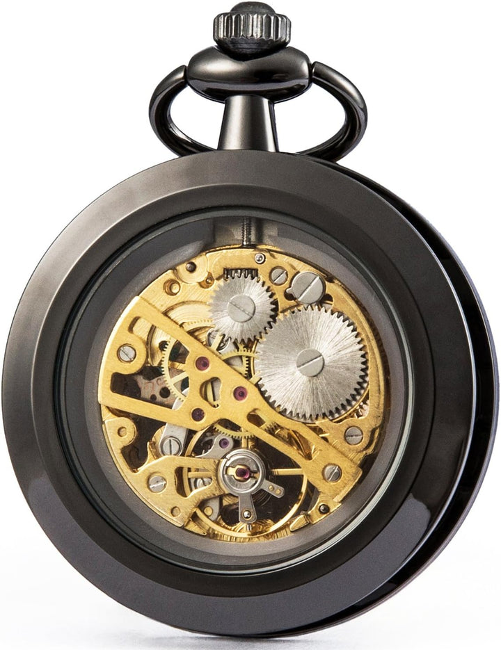 SEWOR Single Face Mechanische Handaufzugwerk Taschenuhr Schwarz, Schwarz