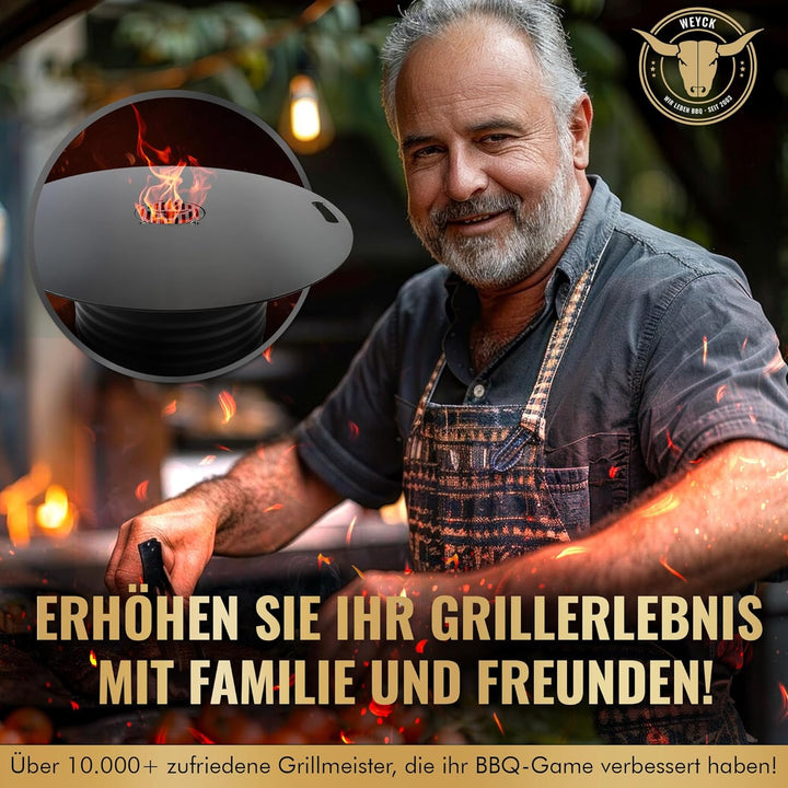 Feuerplatte für Kugelgrill Handgriffe 100 cm,10 mm Stärke #236 – INKL. Grilleinsatz, Grillplatte für