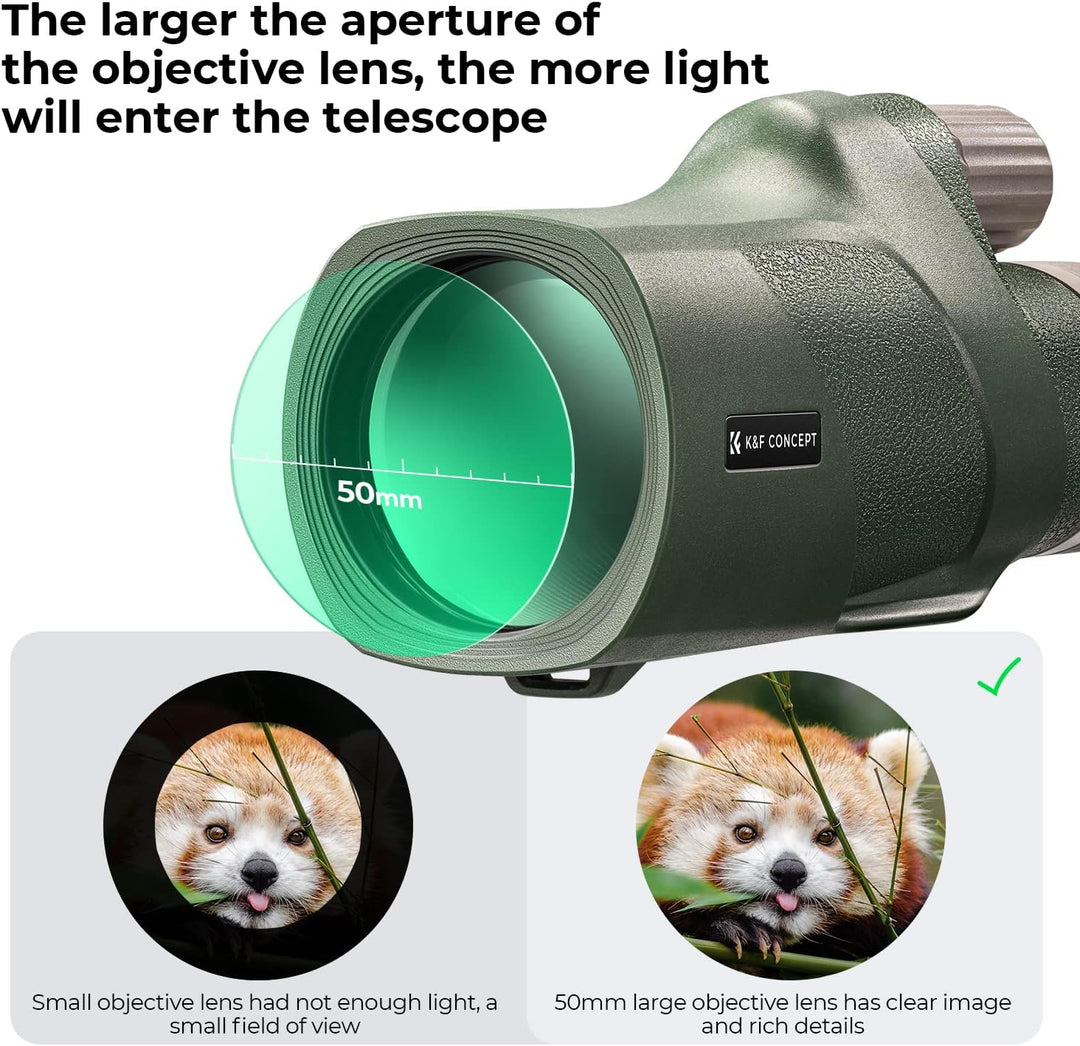 K&F Concept Monokular Teleskop 12x50 HD Handy Fernrohr Mit Arca-Schnittstelle für Vogelbeobachtung,