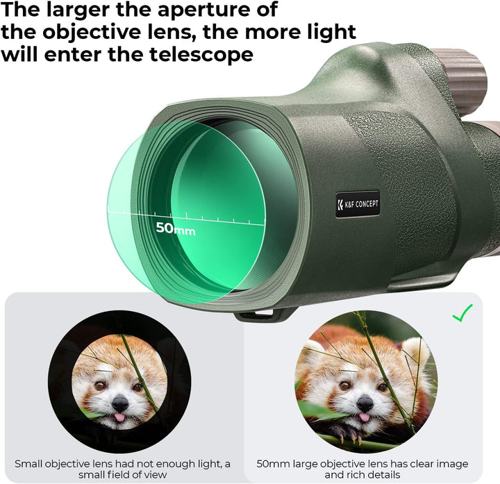 K&F Concept Monokular Teleskop 12x50 HD Handy Fernrohr Mit Arca-Schnittstelle für Vogelbeobachtung,