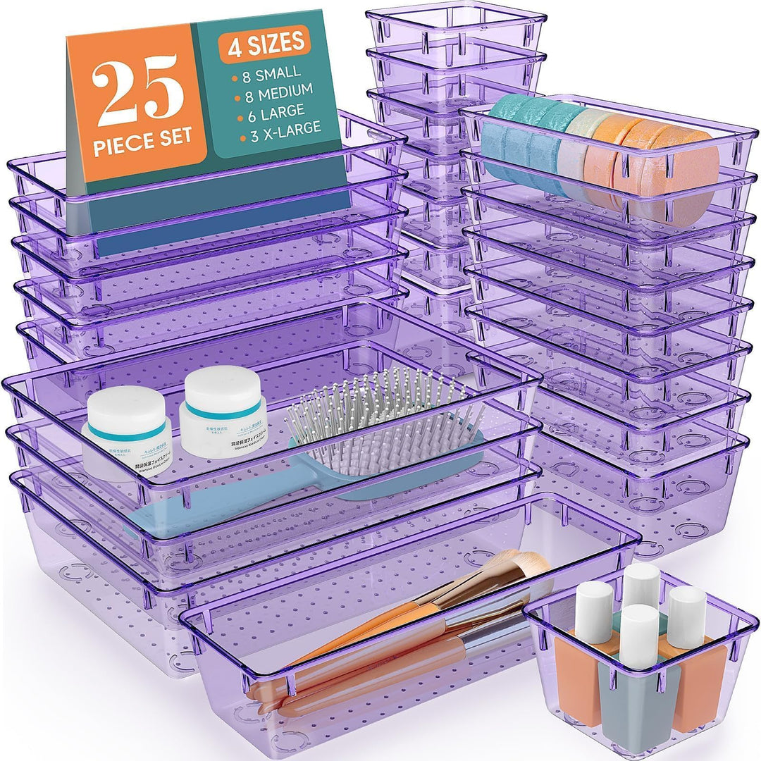 Schubladen Organizer, 25 Stück in 4 Grössen, Kunststoff, Schminktisch und Make-up Organizer, Ordnung