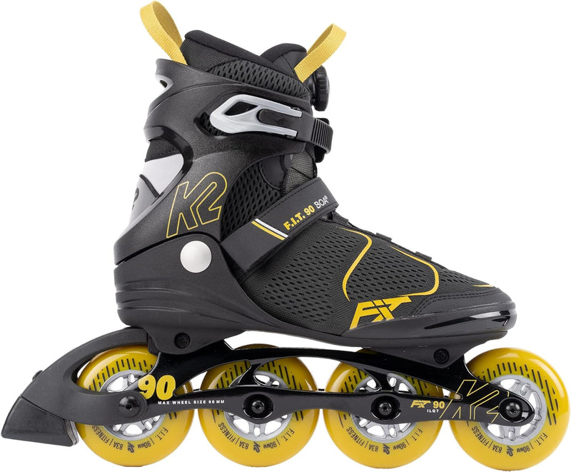 K2 Herren F.i.t. 90 Boa Inline Skates EU: 39.5 (UK: 6 / US: 7) grey - mustard, EU: 39.5 (UK: 6 / US: