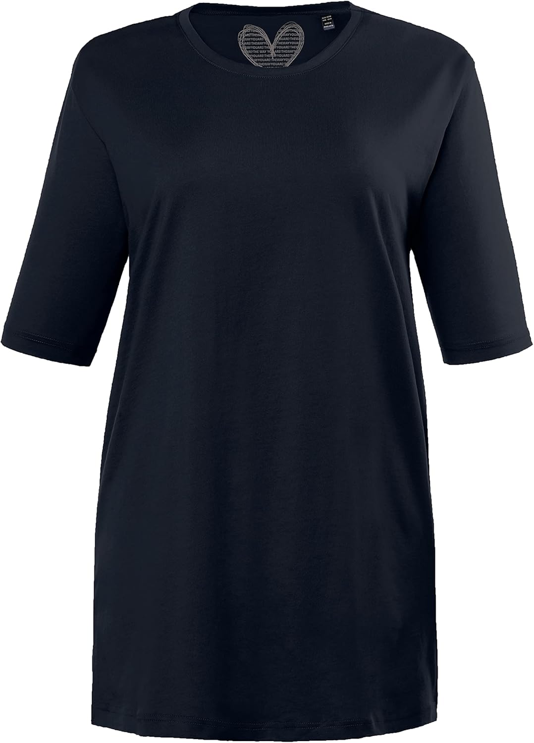 Ulla Popken Damen Basic, Rundhals T-Shirt 46-48 Blauschwarz, 46-48 Blauschwarz