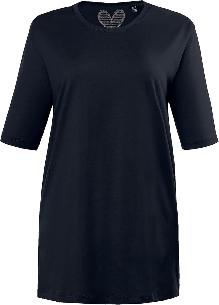 Ulla Popken Damen Basic, Rundhals T-Shirt 46-48 Blauschwarz, 46-48 Blauschwarz