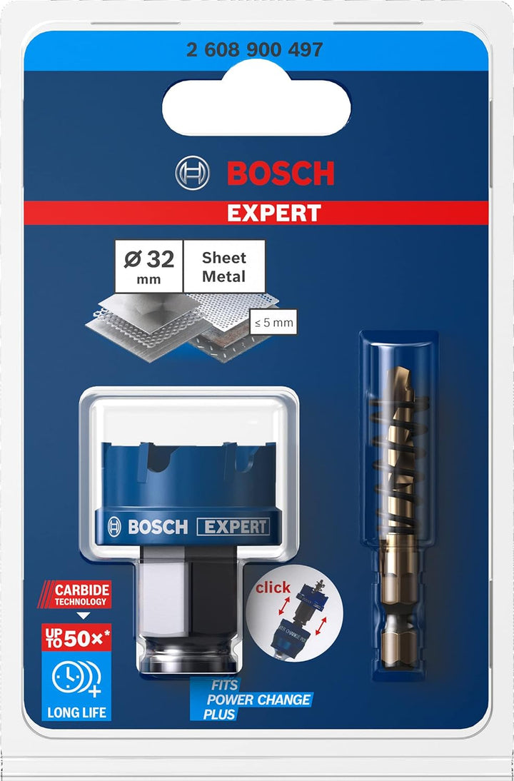 Bosch Professional 1x Expert Sheet Metal Lochsäge (für Stahlbleche, Edelstahlbleche, Ø 32 mm, Zubehö