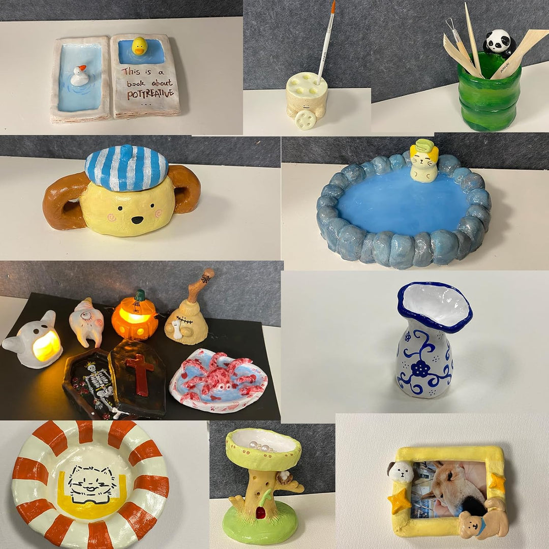 Weelens Tec Lufttrocknendes Ton Töpferkit für Anfänger DIY TonTöpferei Starter-Kit enthält lufttrock