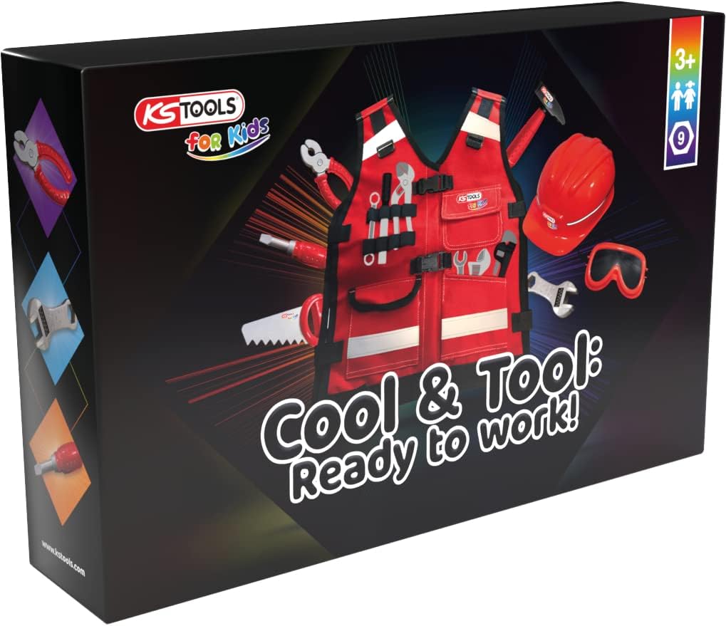 KS Tools for Kids 100200 Werkzeug-Weste für Kinder mit Sortiment | 9-tlg.