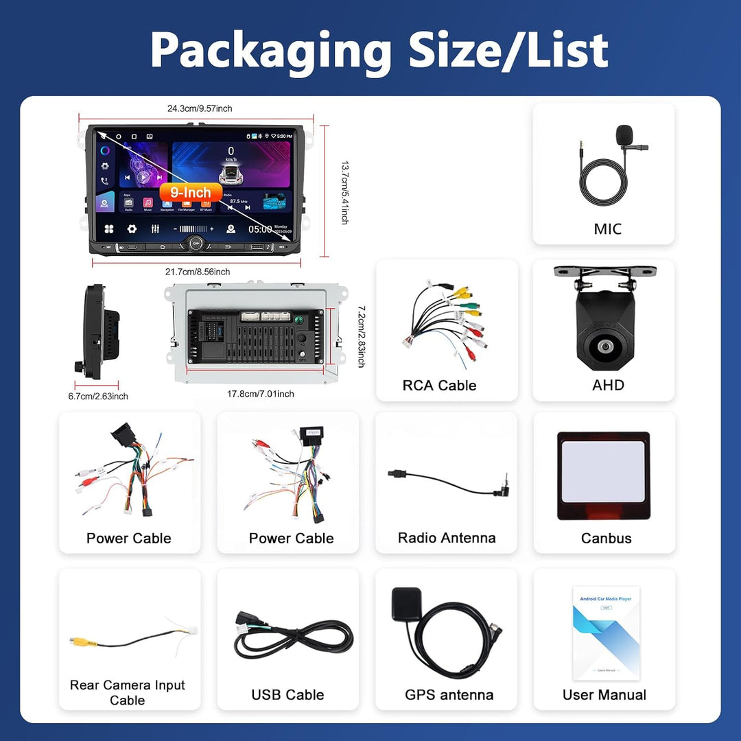4GB+64GB Autoradio mit Type-C GPS Navi für VW Passat B6 T5 Golf 5 6 Polo Tiguan 6R T5 Jetta Seat Sko