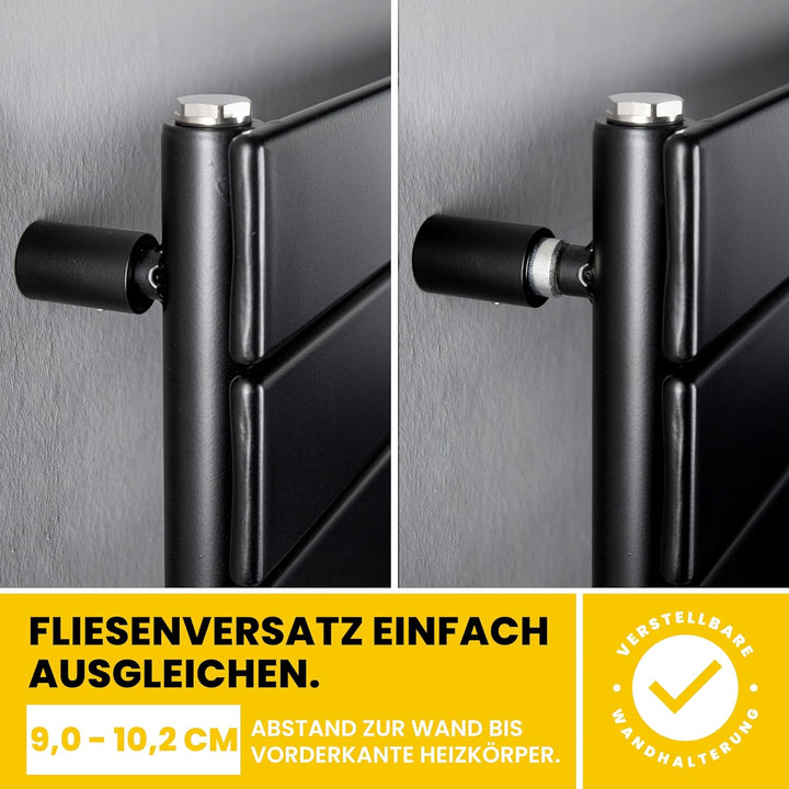 HEATSUPPLY Design Handtuchheizkörper elektrisch 1.222 x 600 Paneel Badheizkörper elektrisch mit Ther