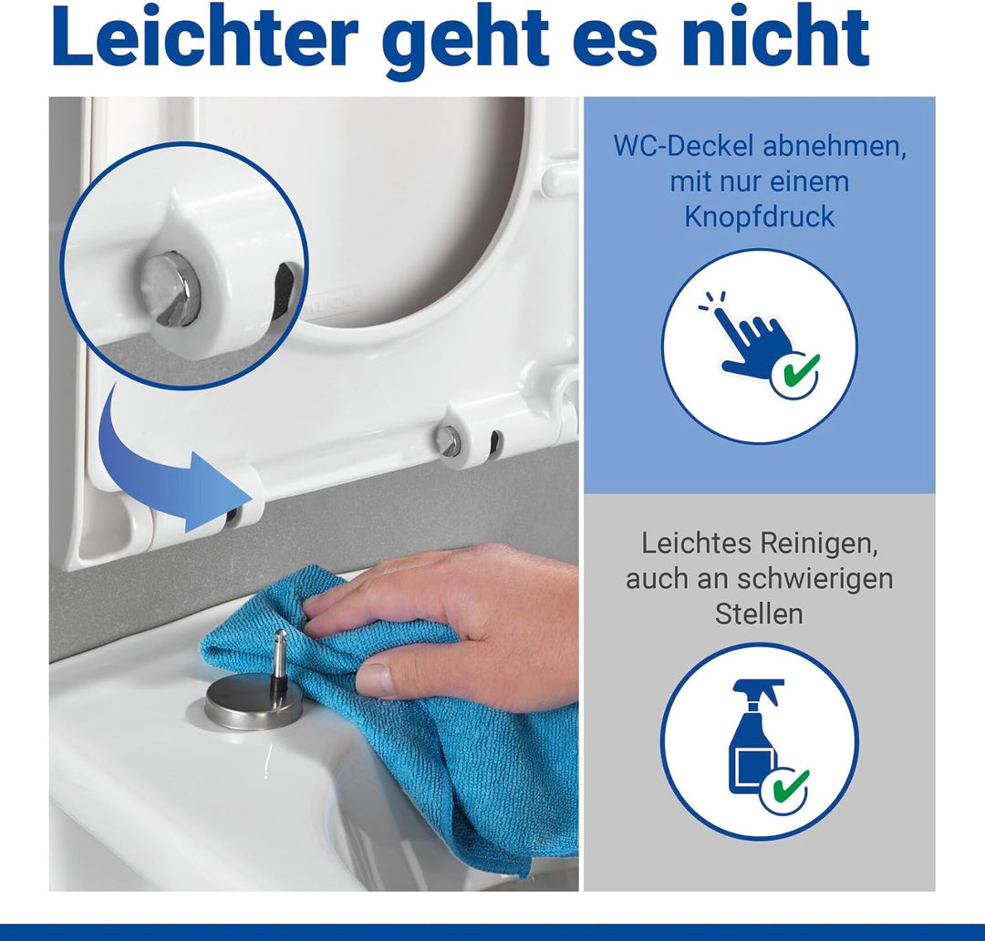 WENKO WC-Sitz Palma, hygienischer Toilettensitz mit Absenkautomatik, WC-Deckel mit Fix-Clip Hygiene-