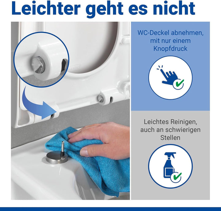 WENKO WC-Sitz Palma, hygienischer Toilettensitz mit Absenkautomatik, WC-Deckel mit Fix-Clip Hygiene-