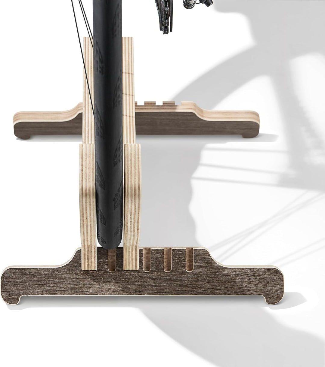RIDENOW - Fahrradständer aus Holz, kompakt, kompatibel mit Strasse, Kies und MTB. Robust und langleb