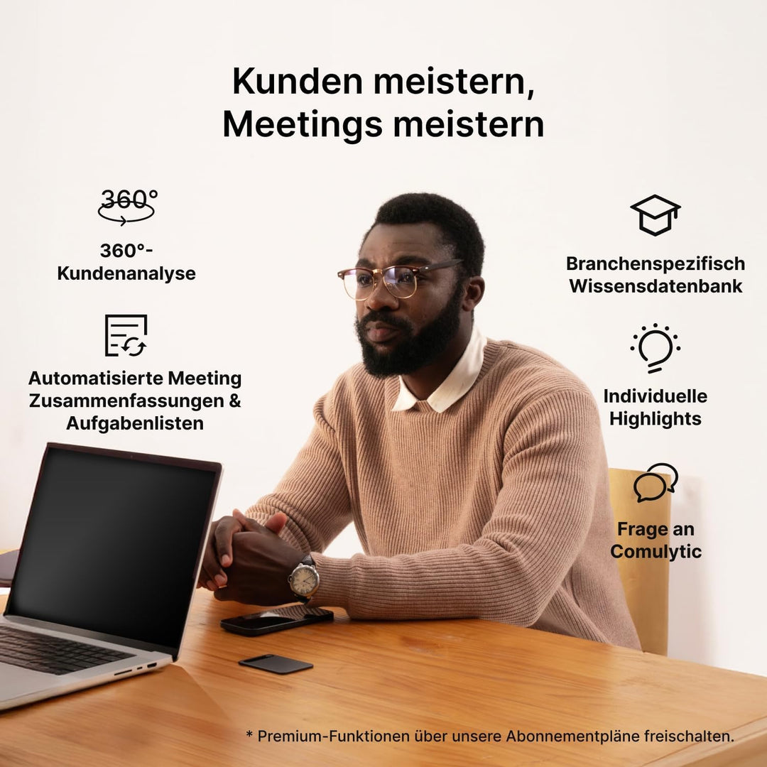 Comulytic Note Pro KI Digitales Diktiergerät Aufnahmegerät mit unbegrenzte Transkription & Zusammenf