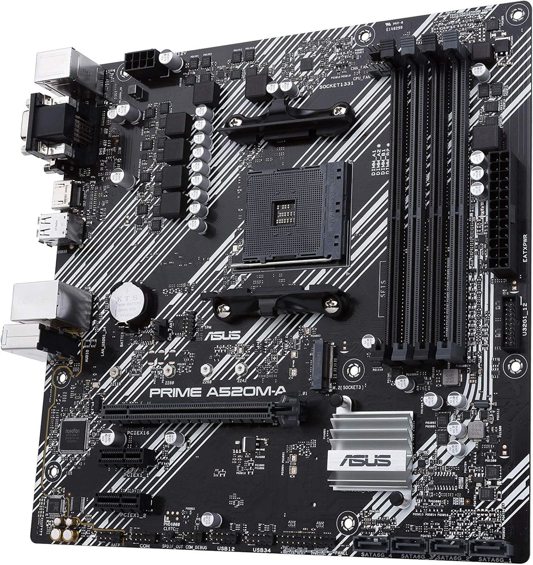 ASUS Prime A520M-A II/CSM Mainboard Sockel AM4 (AMD Ryzen, Micro-ATX, M.2, 1Gbit/s-Ethernet, SATA 6G