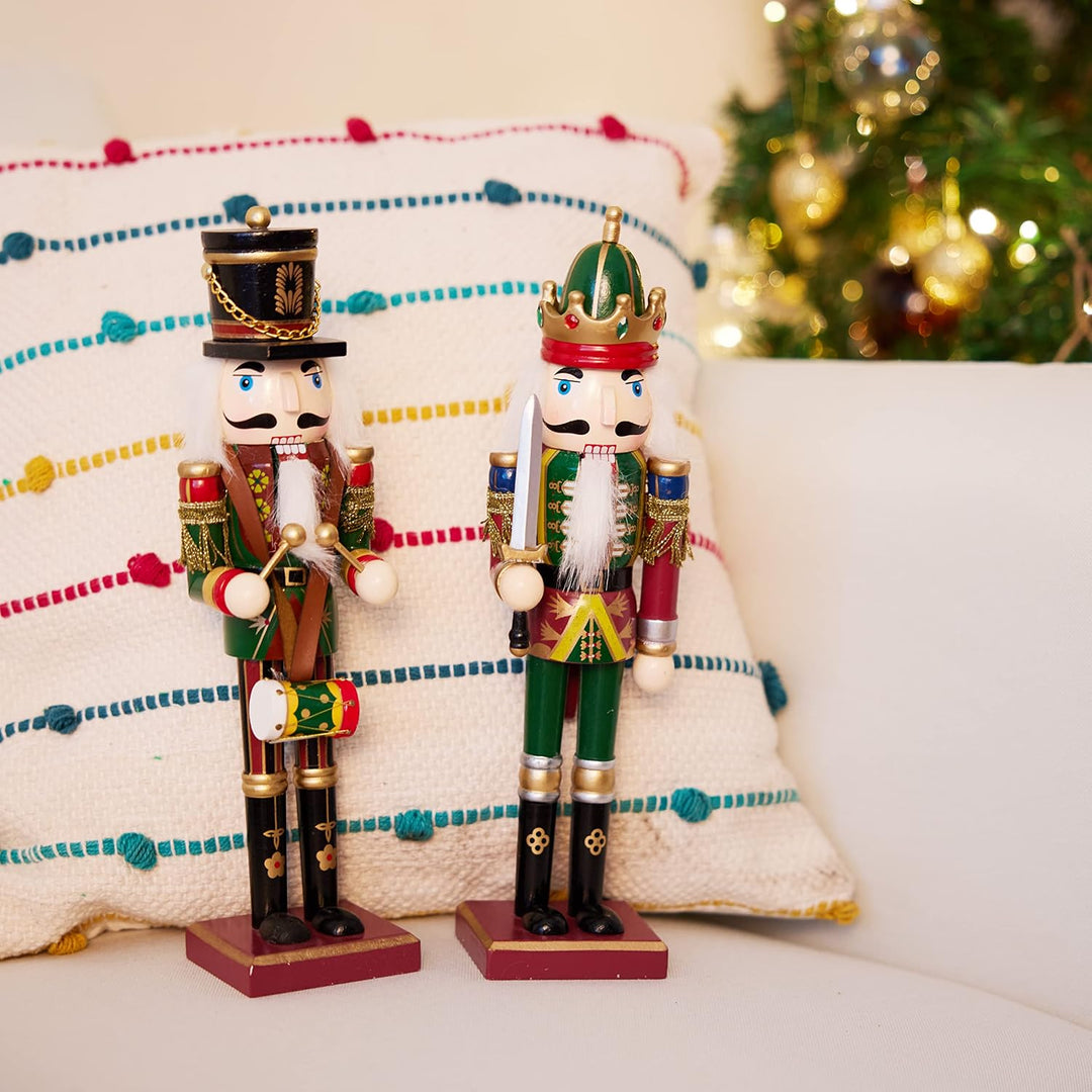 THE TWIDDLERS 2 Grosse Nussknacker Weihnachtsfiguren aus Holz, 30cm - Traditionelle Weihnachtsdeko