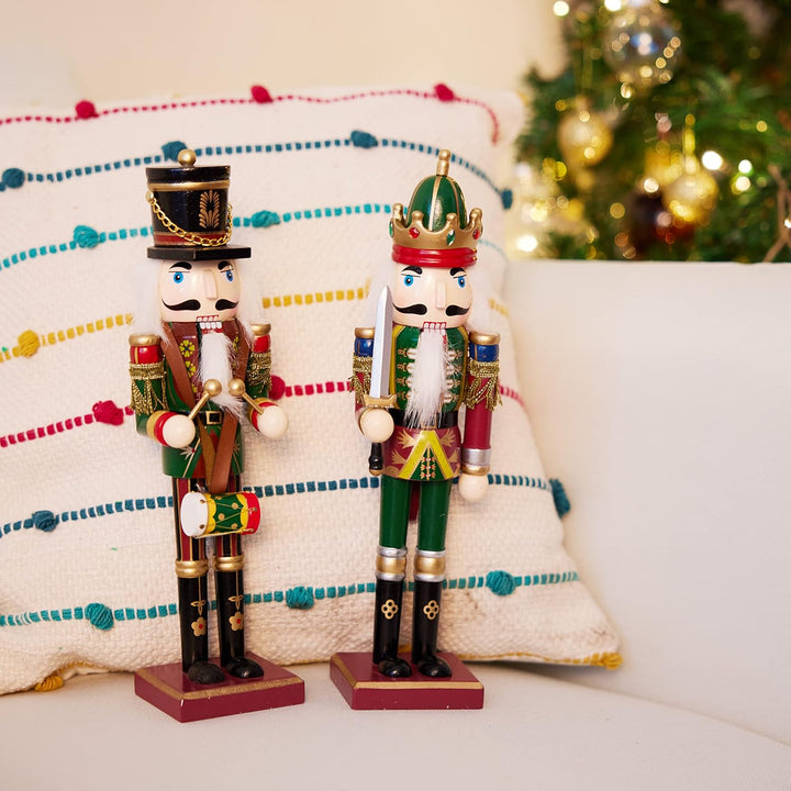 THE TWIDDLERS 2 Grosse Nussknacker Weihnachtsfiguren aus Holz, 30cm - Traditionelle Weihnachtsdeko