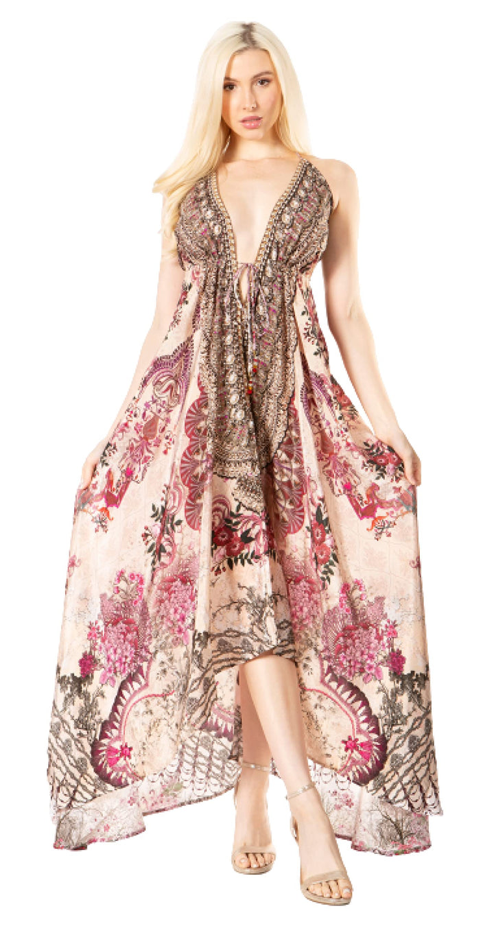 Sakkas Lizi 2 Damen Maxi High-Low Neckholder Taschentuchkleid Strandparty Urlaub Einheitsgrösse 495,
