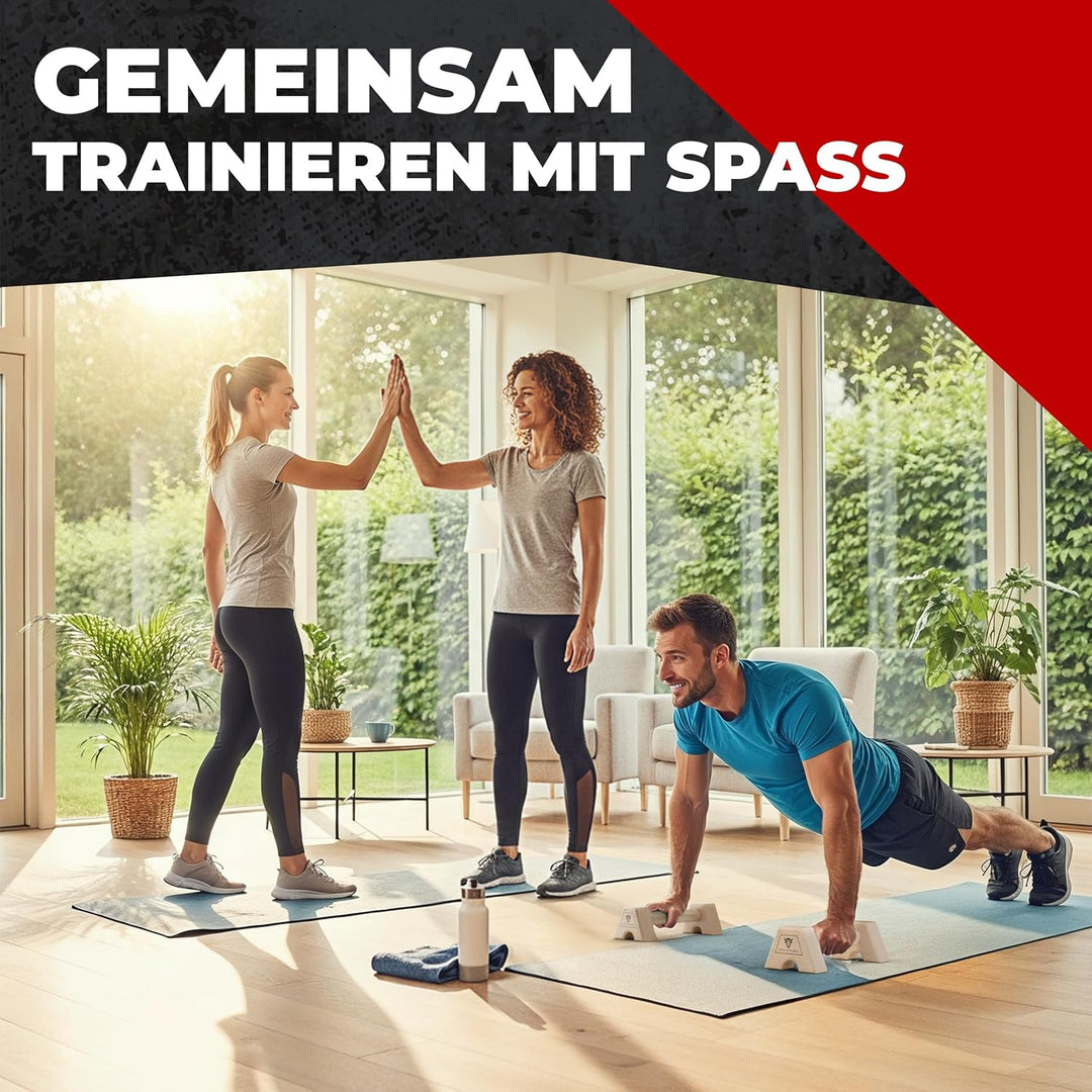 Liegestützgriffe Set (2x) aus Buchenholz - ohne Wackeln - gelenkschonend & rutschfest – Parallettes