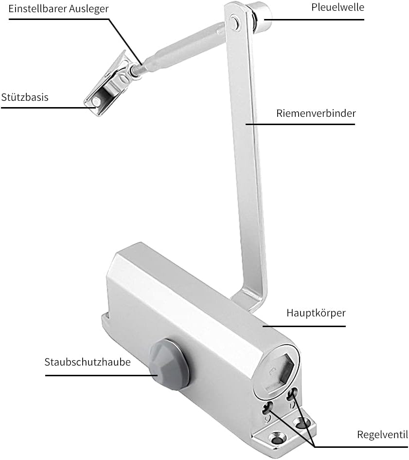 Türschliesser mit Feststellfunktion, Feder Türschliesser Automatischer, Puffer Geschlossen für Gewer