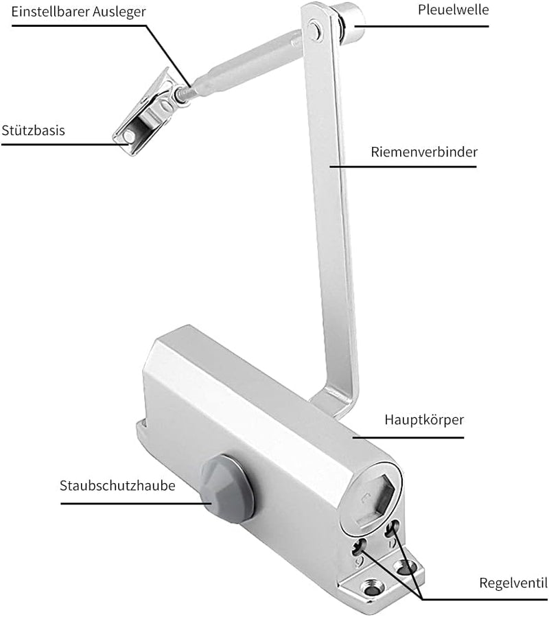 Türschliesser mit Feststellfunktion, Feder Türschliesser Automatischer, Puffer Geschlossen für Gewer