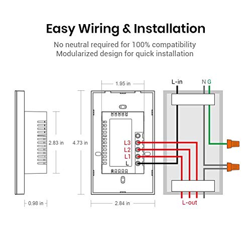 BroadLink - Smart Touch Wall Switch, 2-Fach-Ein-Draht-Schalter, kein Neutralleiter oder Kondensator