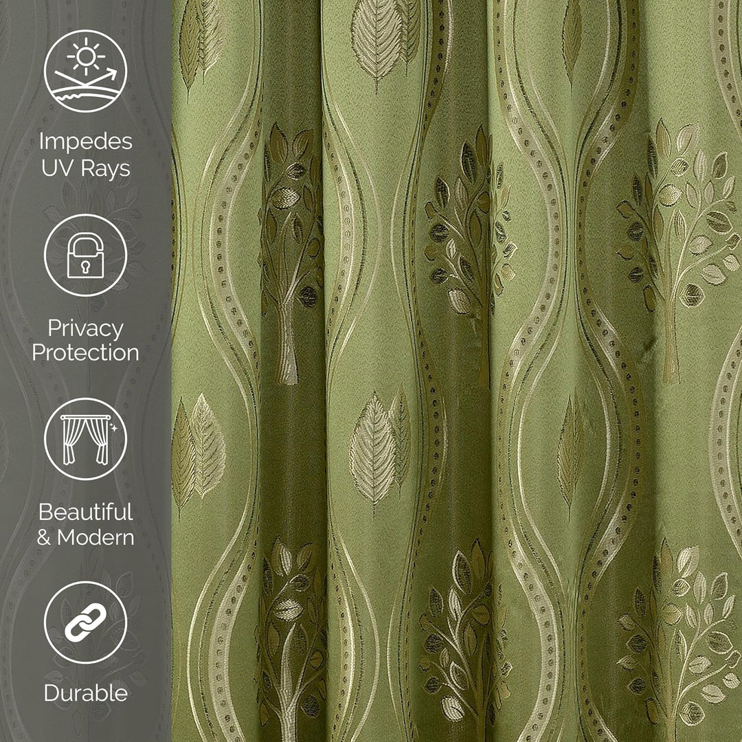 Elegant Comfort Aurora Vorhang-Set, Jacquard-Optik, mit angenähtem Volant, 137,2 x 213,4 cm, Salbei,