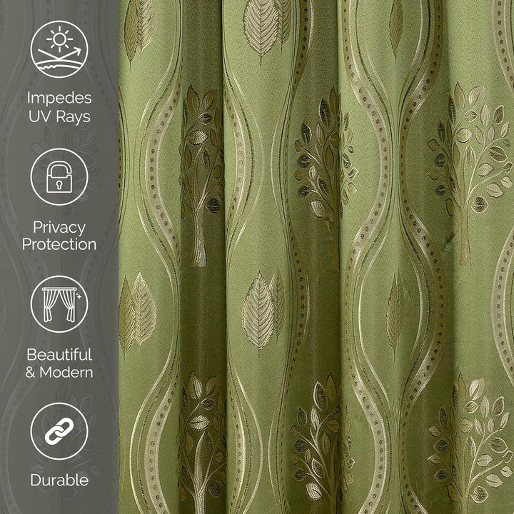 Elegant Comfort Aurora Vorhang-Set, Jacquard-Optik, mit angenähtem Volant, 137,2 x 213,4 cm, Salbei,