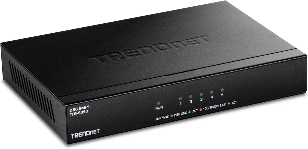 TRENDnet 5-Port Unmanaged 2.5G Switch, 5 x 2.5GBASE-T Ports, 25Gbps Switching-Kapazität, abwärtskomp