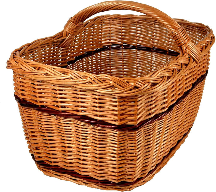 Einkaufskorb Weide lackiert – grosser handgeflochtener Marktkorb mit Henkel quer – stabiler Weidenko