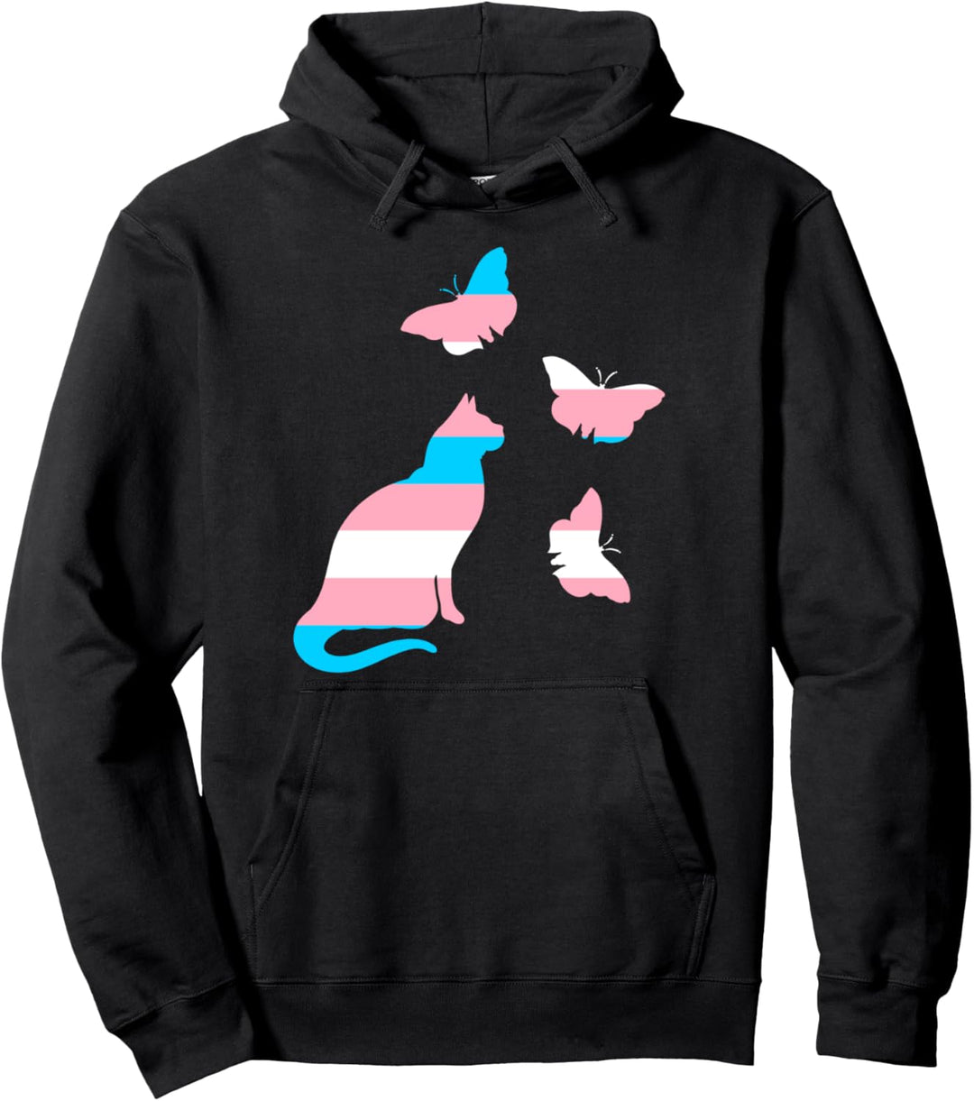 Transgender Katze und Schmetterlinge Transgender Flagge Pullover Hoodie