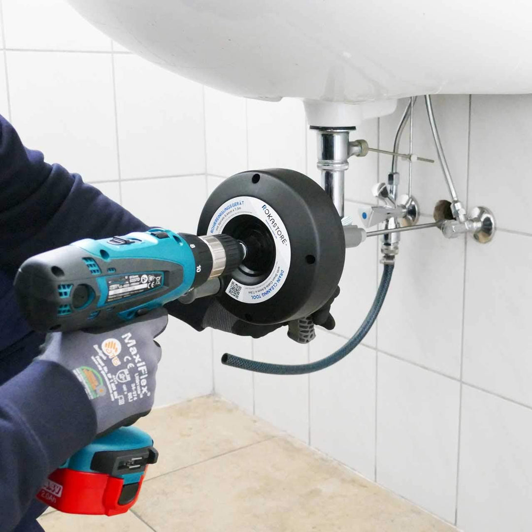 Rohrreinigungsspirale für Bohrmaschine oder Handbetrieb, 7,5m x