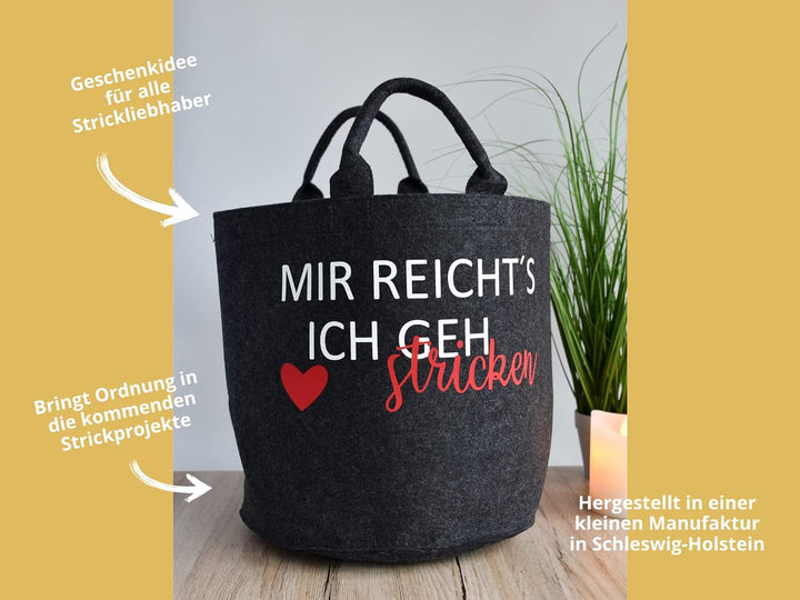 Strickkorb aus Filz | Aufbewahrung für Wolle und Garn | Utensilo zum Stricken oder Häkeln | Geschenk