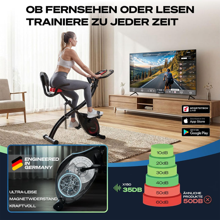 Fitness Fahrrad + Sportstech Live App mit Live- & On Demand-Kursen für Full Body Workout-Erlebnis |