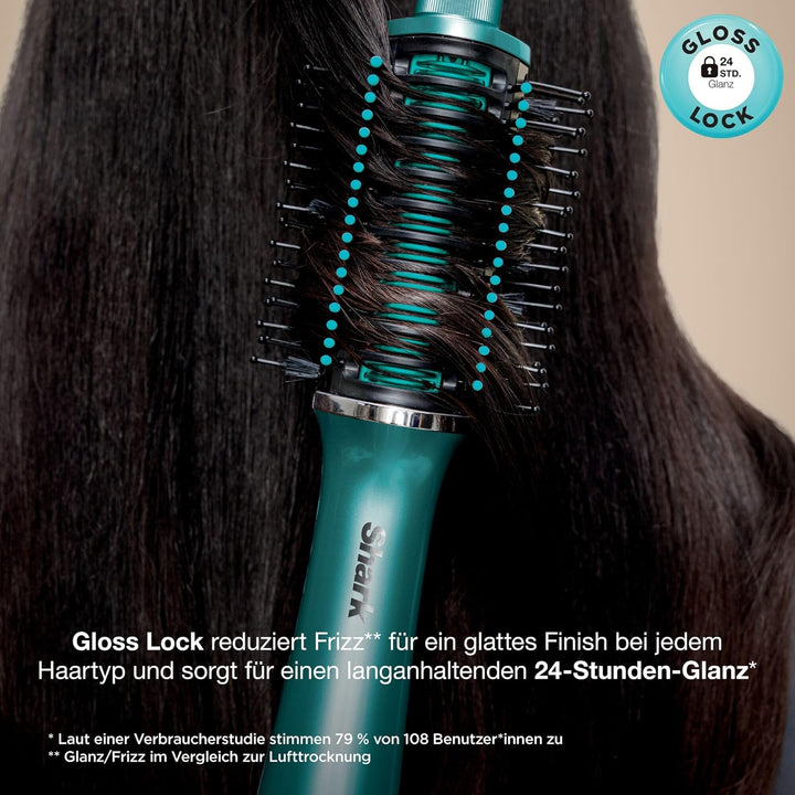 Shark Glossi 2-in-1-Styler mit Heissluft und Glanz-Finish, Türkis, Salonqualität, Keramikplatten, Vo