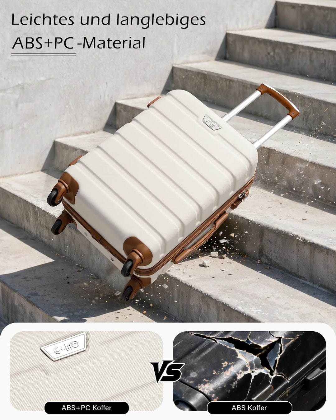 COOLIFE Hartschalen-Koffer Trolley Rollkoffer Reisekoffer ardschale Boardcase Handgepäck mit TSA-Sch