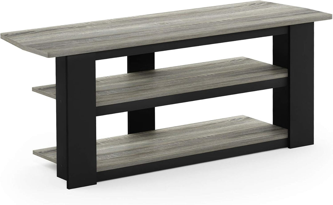 Furinno Parsons TV-Unterhaltungszentrum mit 3 Ebenen, holz, Eiche Grau/Schwarz, 34.04 x 34.04 x 41.9