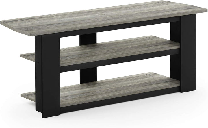 Furinno Parsons TV-Unterhaltungszentrum mit 3 Ebenen, holz, Eiche Grau/Schwarz, 34.04 x 34.04 x 41.9