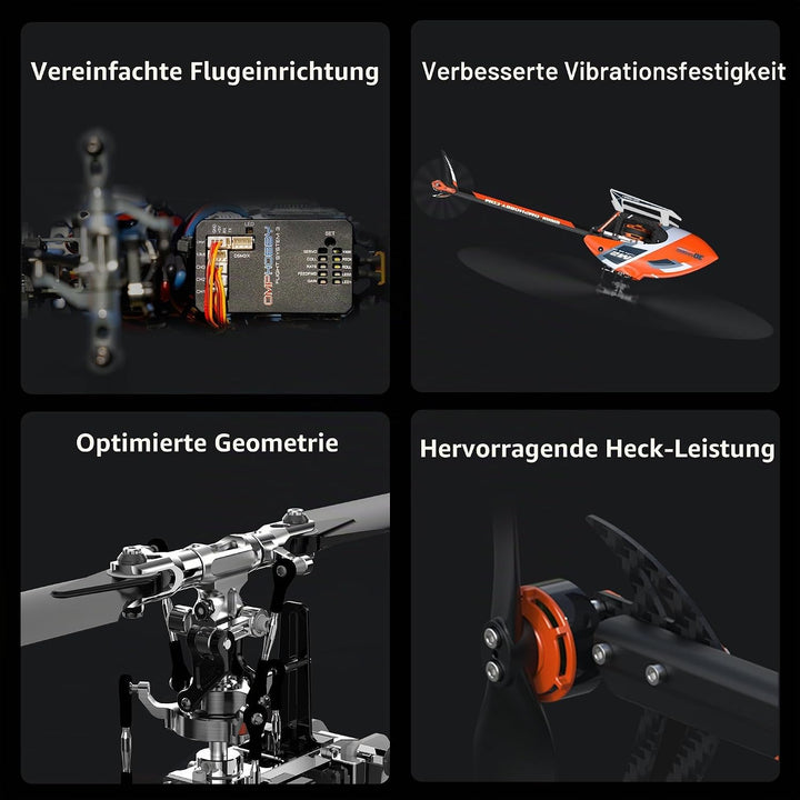 OMPHOBBY M2 EVO MK2 RC Helikopter für Erwachsene Dual Brushless Motoren Direktantrieb 6CH Hubschraub