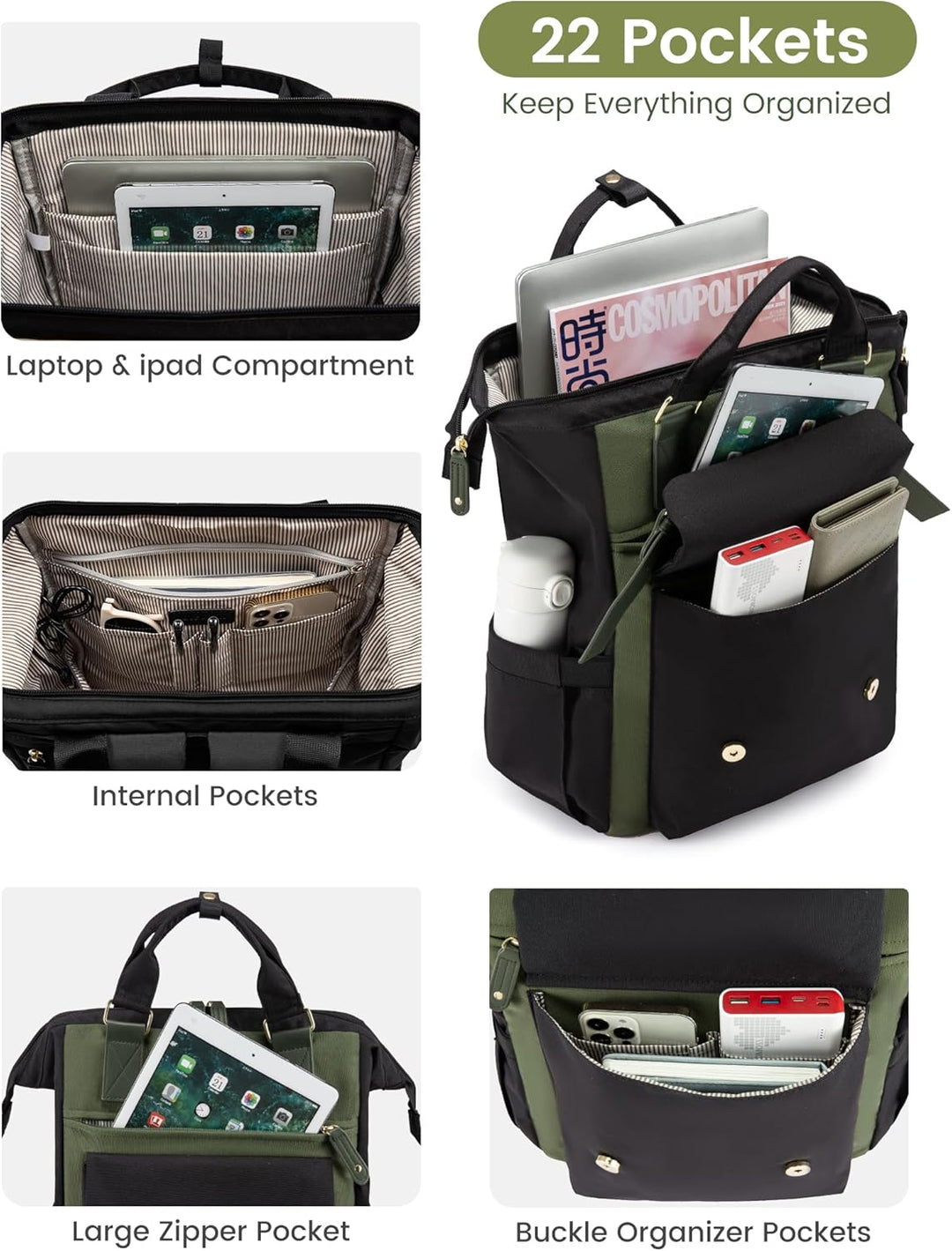 LOVEVOOK Rucksack Damen, Gross Laptop Schulrucksack Mädchen Teenager 15,6 Zoll mit Datenkabel-Beutel