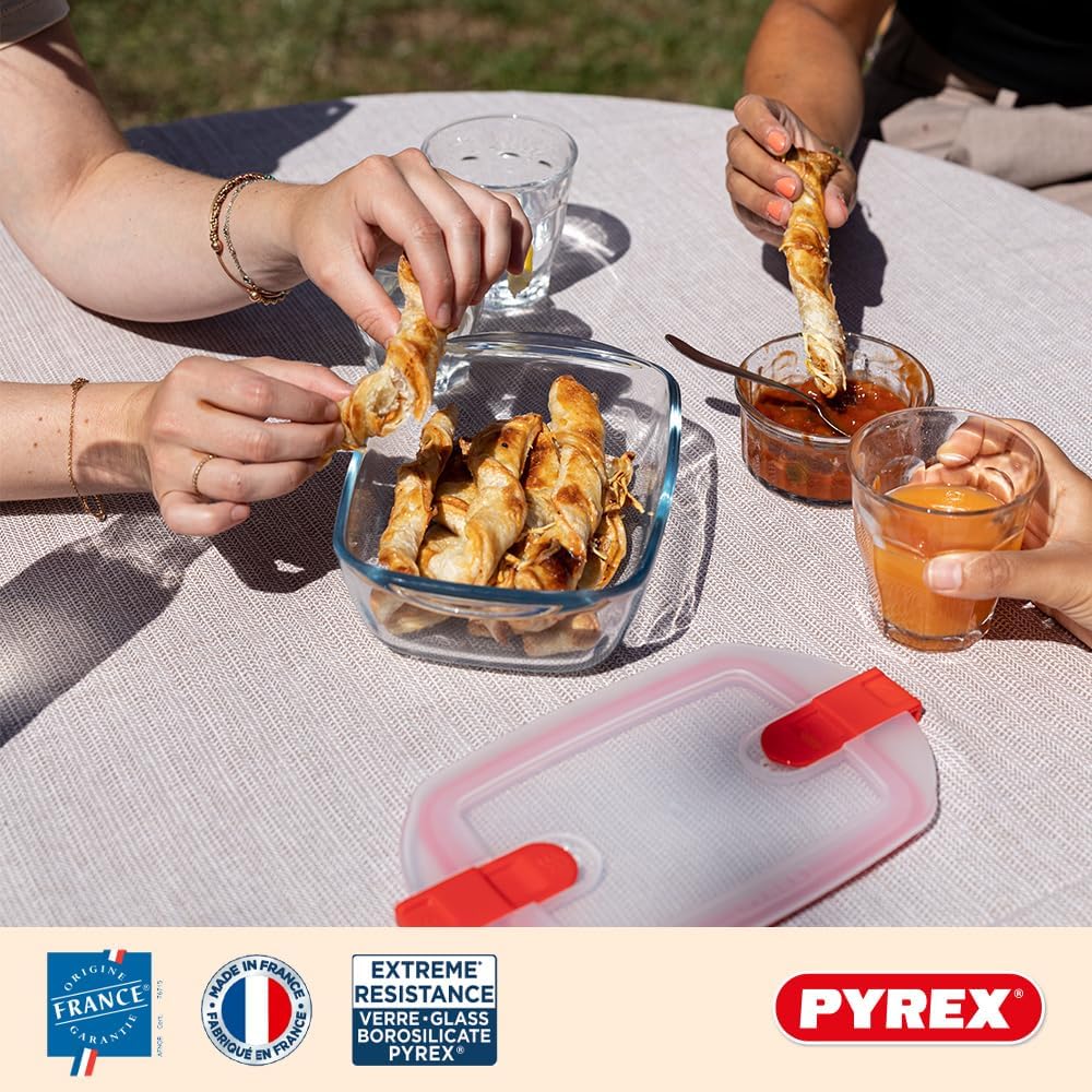Pyrex® - Cook & Heat - 5 Stück Glasschalen mit luftdichten Deckeln, mikrowellengeeignet, BPA-frei
