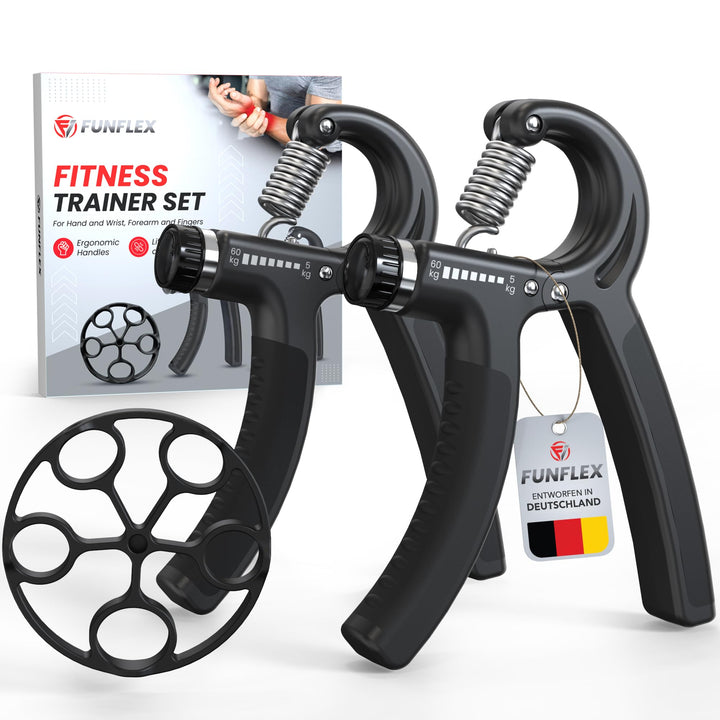 FUNFLEX Handtrainer Fingertrainer, Griffkraft Trainer 2er Set, 5-60kg Einstellbarer Widerstand Unter