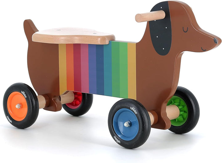 VILAC - Rutschauto für Hunde – Andy Westface – Träger und Behälter – 1 Rutschauto aus Holz für Hunde